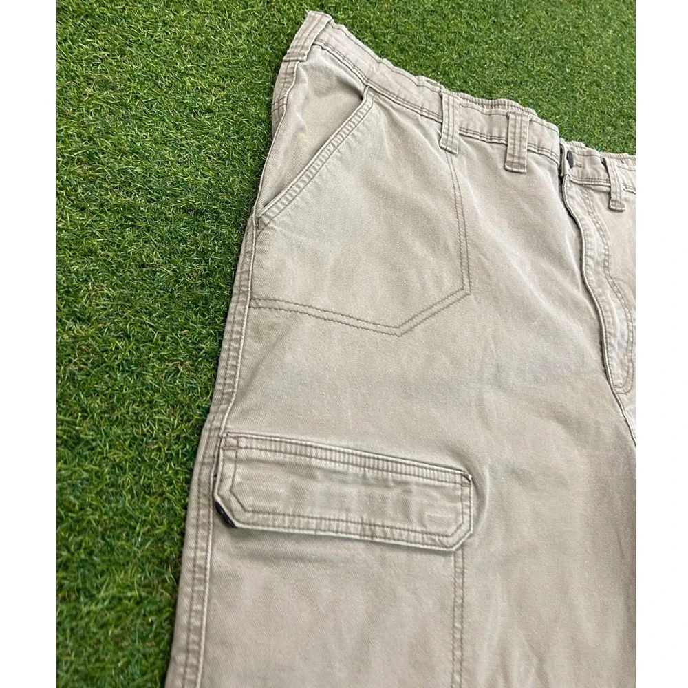 Magellan Outdoors Mens Khaki Tan Cotton Canvas Cargo Shorts Size 40 Elastic